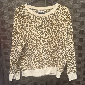 Amuse Society Leopard Print Crew Neck Sweater